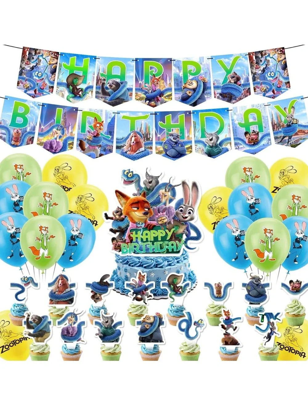 Zootopia HAPPY BIRTHDAY BANNER Birthday Party Decoration Set - just banner